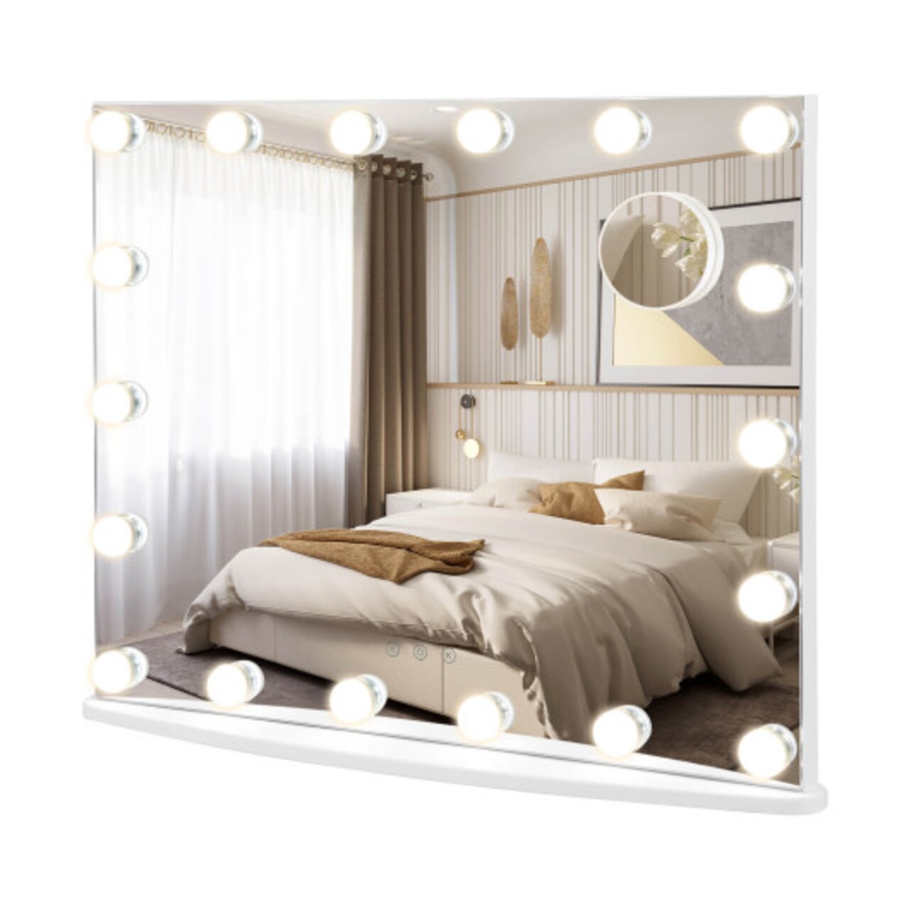 Vanity Mirror with 18 Dimmable LED Bulbs and 3 Color Lighting Modes- White